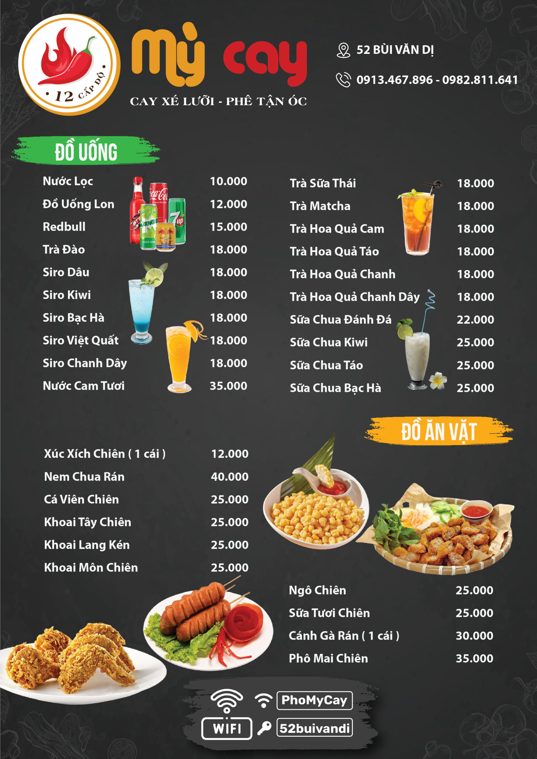 Menu Mỳ cay 12 cấp độ